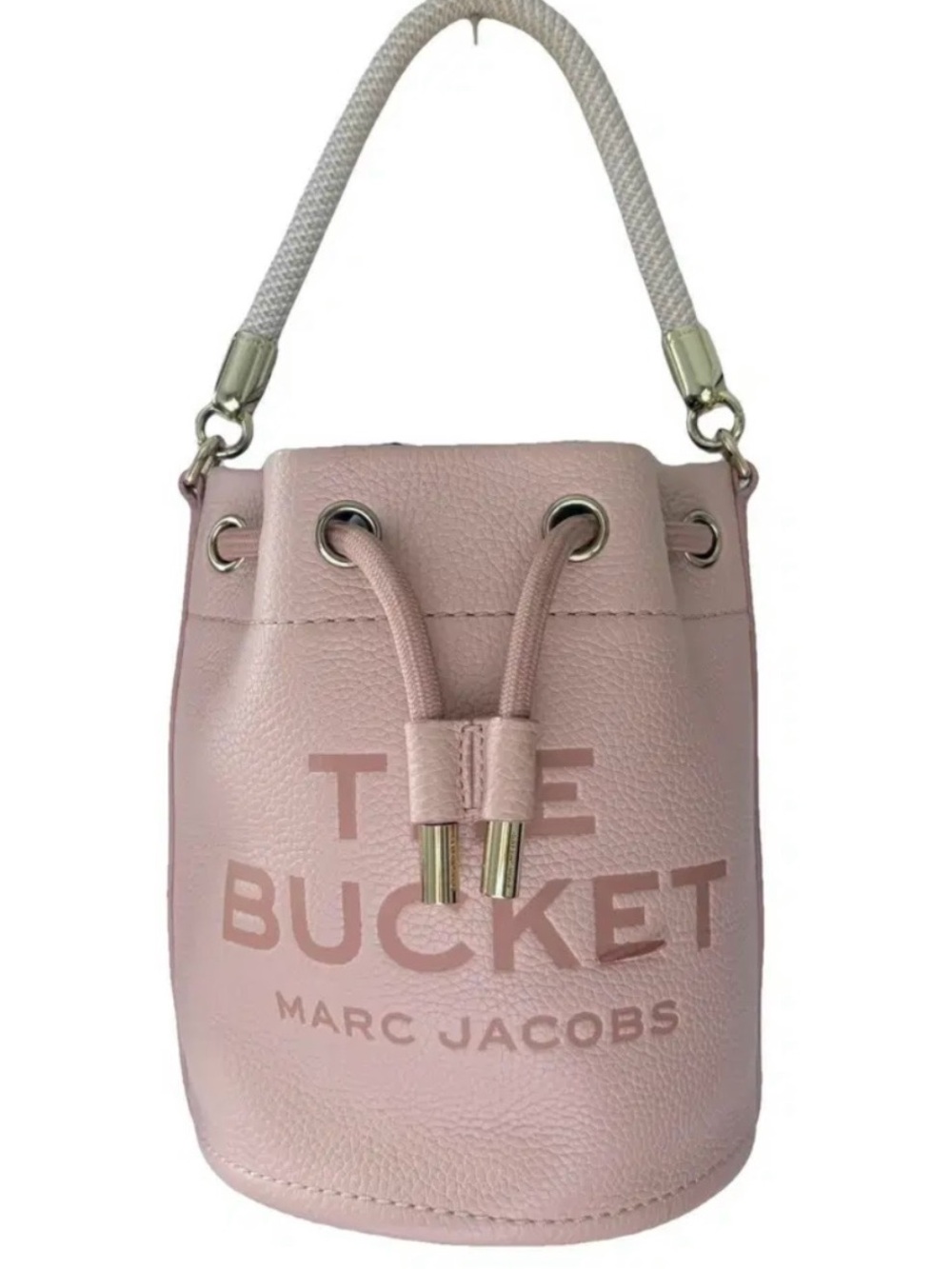 Marc Jacobs Pink Pebbled Leather Mini Bucket Bag with Rope Handle
